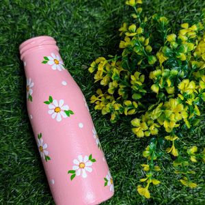 Handpainted Pink Glass Bottle