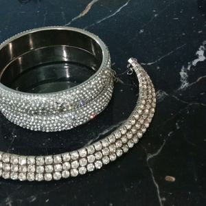 Diamond Choker With Bangles Set