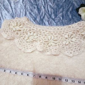 Beutiful Furr Sweater With Crochet Neck Design