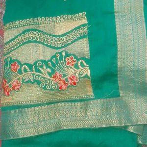 Saree With Heavy Embroidery On Bottom