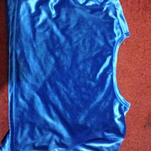 Blue ,Velvet Stretchable Party Wear Crop Top