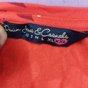 Floral Pinkish Orange Casual Tshirt