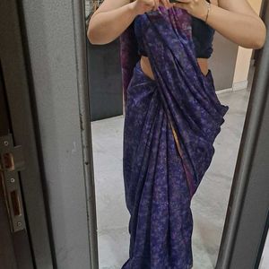 Featherlite Silk Saree Vintage Navy Blue