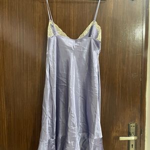 Lavender Satin Slip & Robe Set