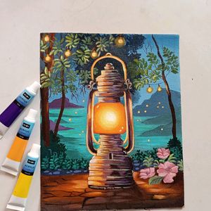 Lantern Painting In Canvas Sheet