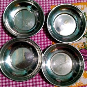 Combo Of 4 Halwa Plates( Small Steel Bowls/Plates)