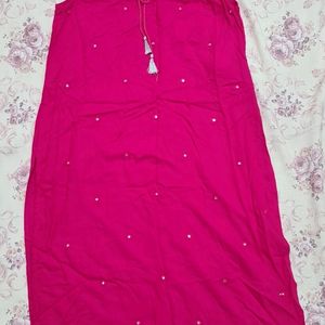 Branded Pink Kurtis With Embroidery Mirror Work