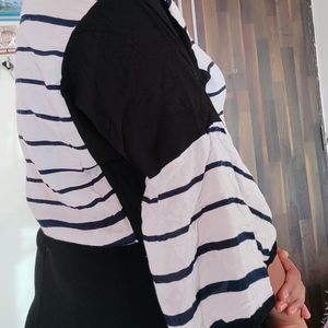 Tshirt For Women With Black Striped Top