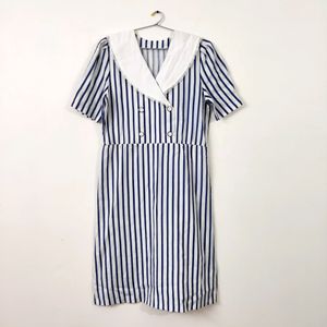 Korean style blue striped dress