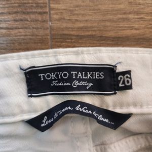 Tokyo Talkies White Jeans With Self Design