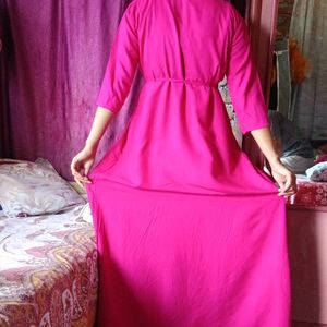 Long Rose Pink Dress For Women