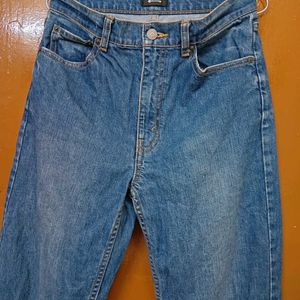 High Waist Blue Straight Fit Jeans