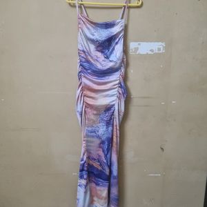 Abstract Printed Ruched Dress