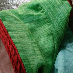 Green Blouse With Red Border Lase For Women