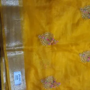 Yellow 💛 Organza Saree