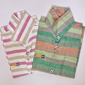 Boys Cotton Half Hand Shirt For 7-8 Yrs Set Of