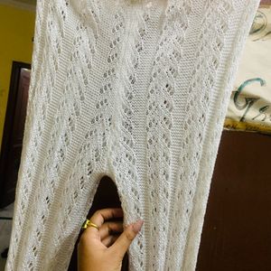 White Trendy Crochet Pants