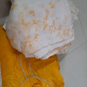 Yellow Kurta And White Skirt