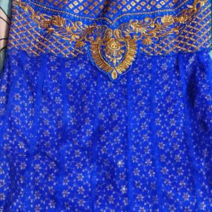 Blue And Gold Colour Gown