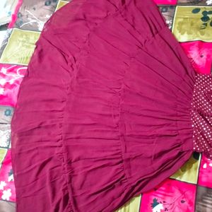 Maroon Flared Frock Pant With Dupatta..