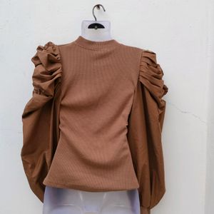 Brown Puffed Sleeves Top 🤎✨
