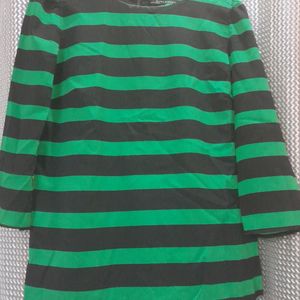 Round Neck black N Green Stripes Top, Sale 85