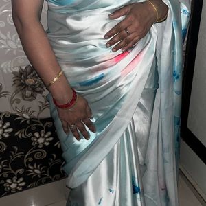 satin saree with designer blouse