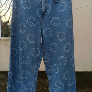 Smiley X H&M Straight Wide Leg Denim