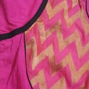 Pink Cotton Printed Kurti