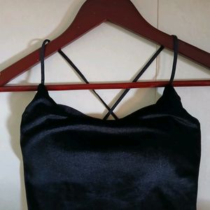 Solid Round Neck Backless Slim Fit Crop Top