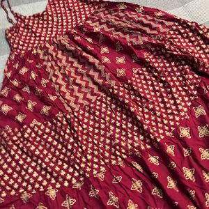 Maroon Gown With Dupatta Set