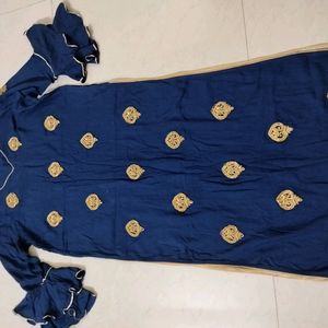 Party wear Blue Kurta With Golden Worked Butis