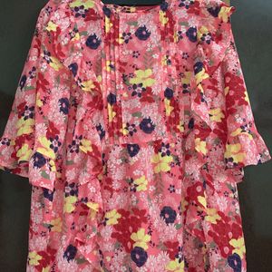 Pink Floral Top For Women Girls