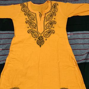 Yellow Chikankari Kurta