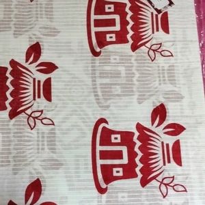 Puja Red And White Cotton Print Saree