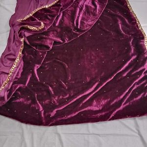 Purple Velvet Saree