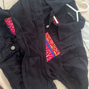 Zara Denim Jacket Ethnic Embroidery