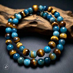 Customisable Tiger's Eye+Blue Apatite Bracelet