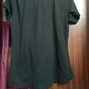 Black Casual Tshirt for Women with Golden Work