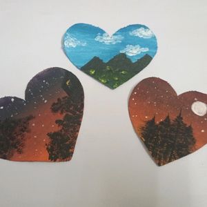 Landscape Scenari In Heart Shape Canvas Paper