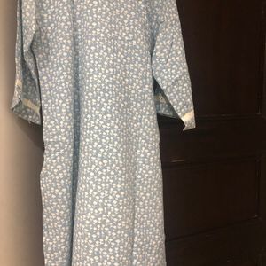 Beautiful Blue Flower Print Kurti With Bell sleave