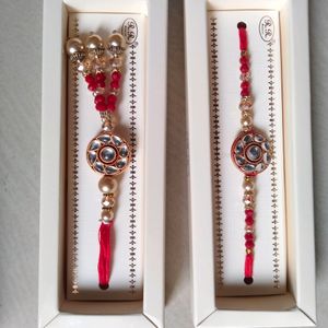 4 Pcs Rakhi for brother and Bhabhi Lumba set||R