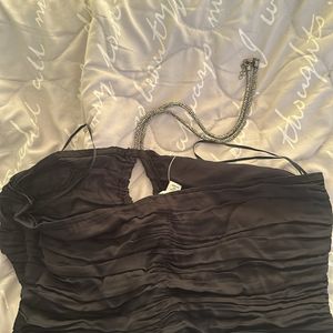 H&M Gathered satin halter-neck top