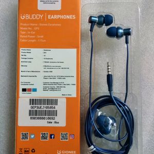 GIONEE Premium Wired Metal HD Earphone (Blue)