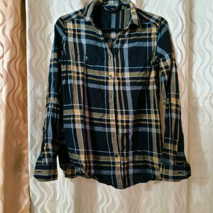 Black & Beige Women Check Shirt