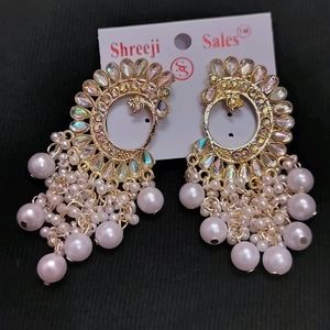 Kundan Off White Peacock Jhumka Earring