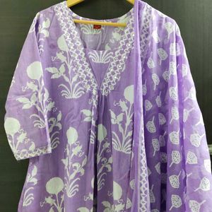 New Unused PureCotton Aline Kurti Plazzo Dupatta