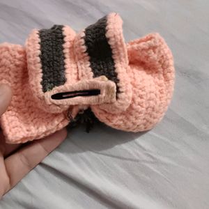 Crochet Bunny Bow Clip