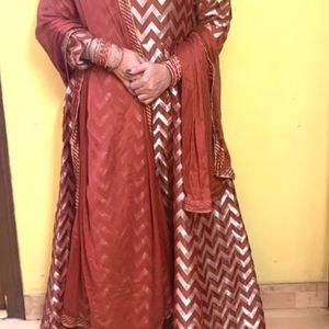 Women  Brocade Gown With Dupatta