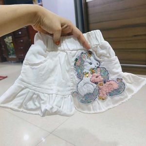 White Denim Skirt For 1 To 2 Years Old Girl